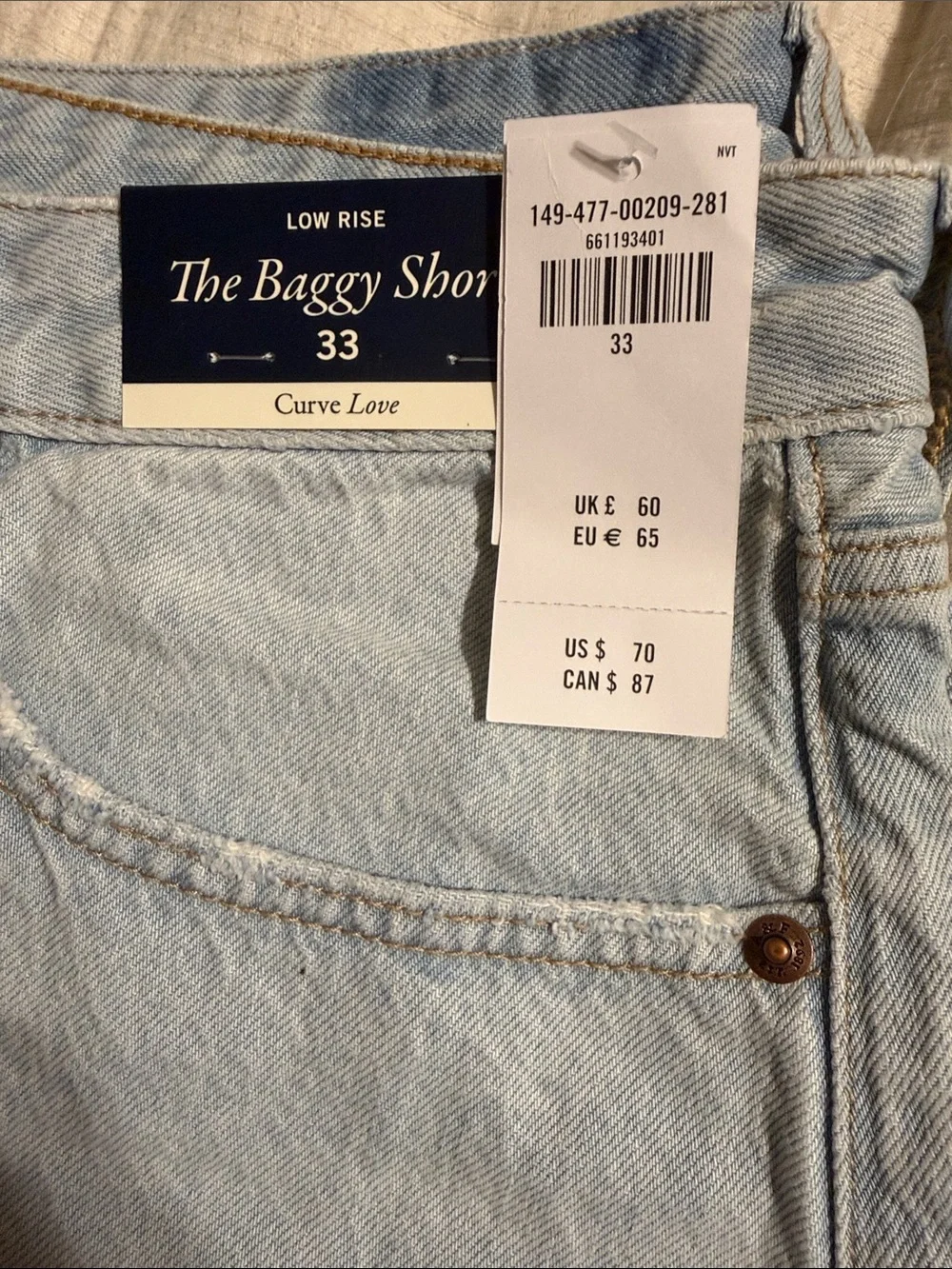Abercrombie & Fitch Curve Love Low Rise Baggy Shorts